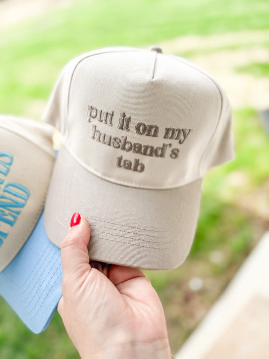 Put it on my Husband's Tab Embroidery Canvas Cap