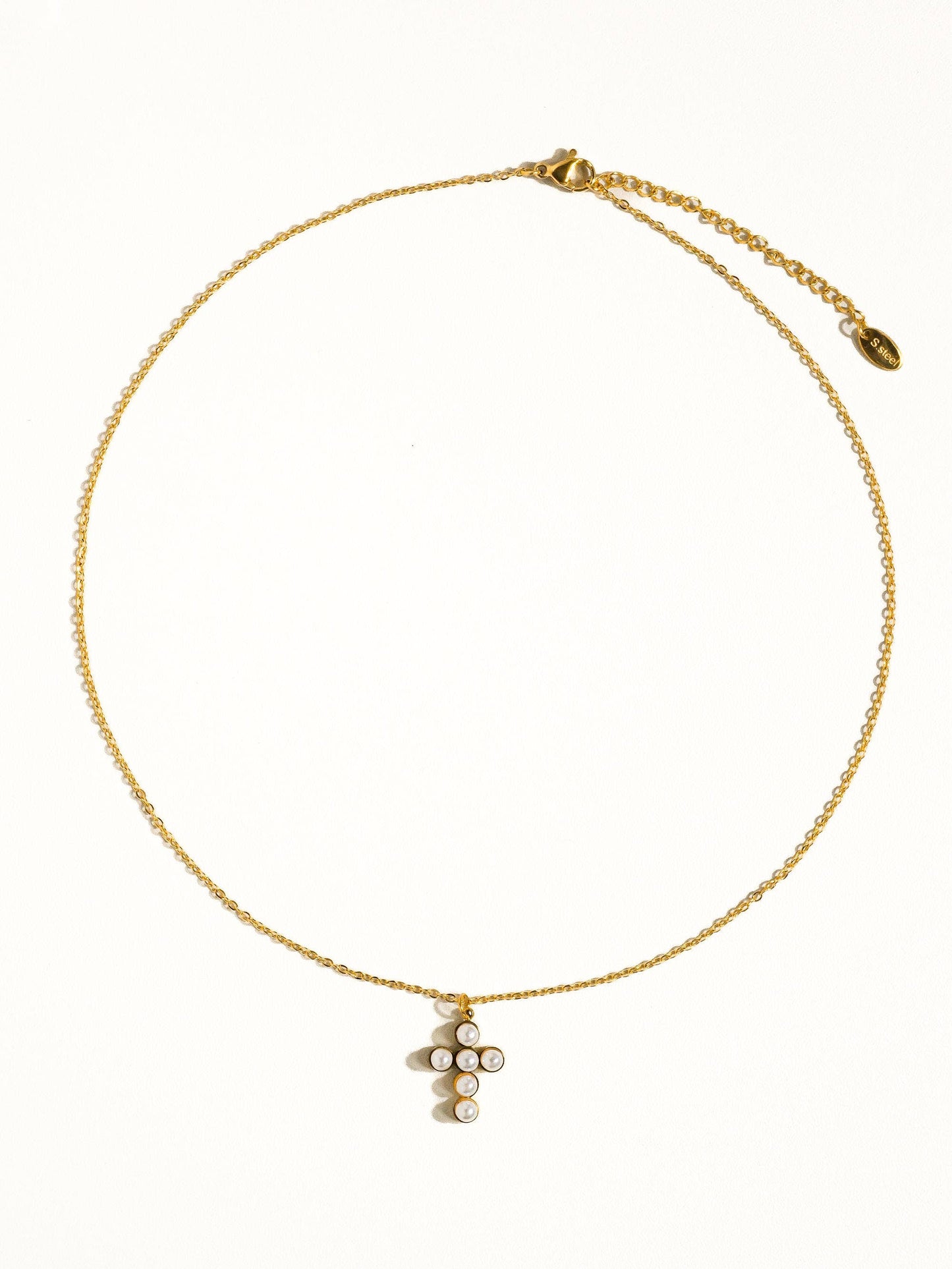 Faith Pearl Cross Necklace- Waterproof